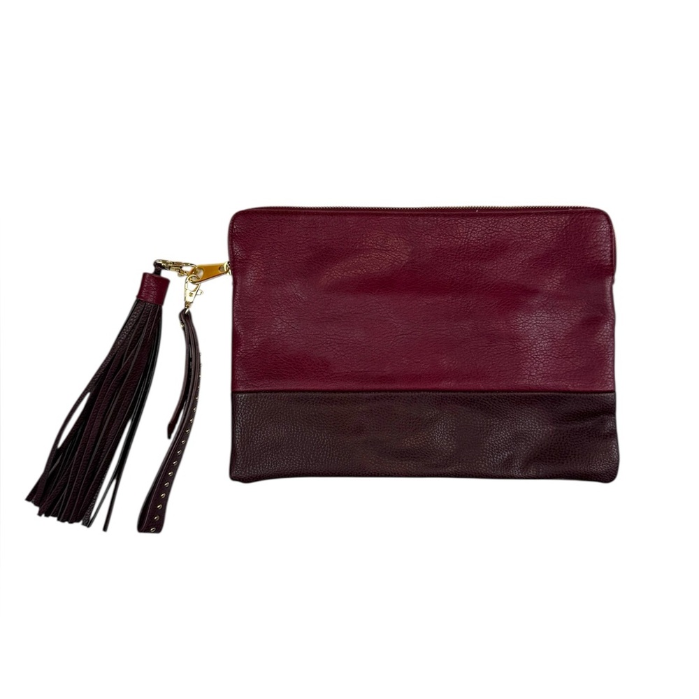 The Limited Burgundy and Brown Clutch with tassel and handle